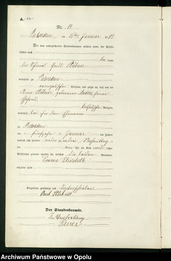 image.from.unit.number "Geburts-Haupt-Register des Standesamts Patschkau Stadt und Land pro 1893"