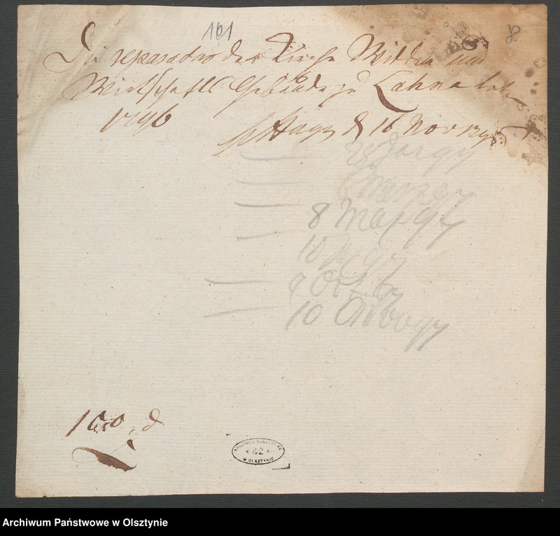 image.from.unit.number "Den Aufbau eines Stalles bei der Pfarr=Wohnung in Lahna [Łyna]"