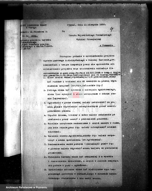 Obraz 8 z jednostki "Zatwierdzenie przemysłowego tartaku A. Mielżyńskiego w Borowej Karczmie, pow. leszczyński"