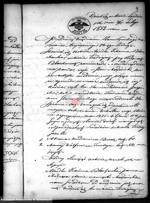 image.from.unit.number "Dowody Zawartych Małżeństw Starozakonnych w Okręgu Łoździeje w roku 1852"