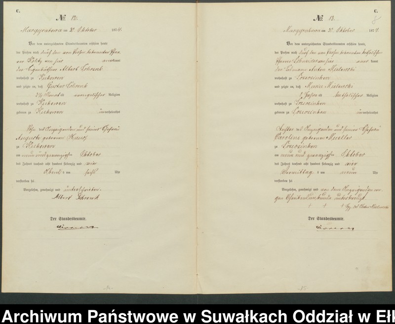 image.from.unit.number "Haupt-Sterbe-Register des Königlich Preussischen Standes-Amtes Landgemeinde Marggrabowa Kreis Oletzko"