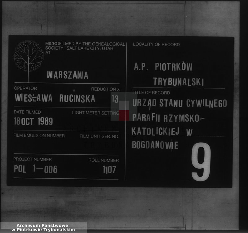 Obraz z zespołu "Akta stanu cywilnego Parafii Rzymskokatolickiej w Bogdanowie"