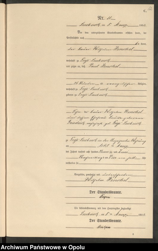 image.from.unit.number "Sterbe-Neben-Register Standes-Amt Leubusch 1892"