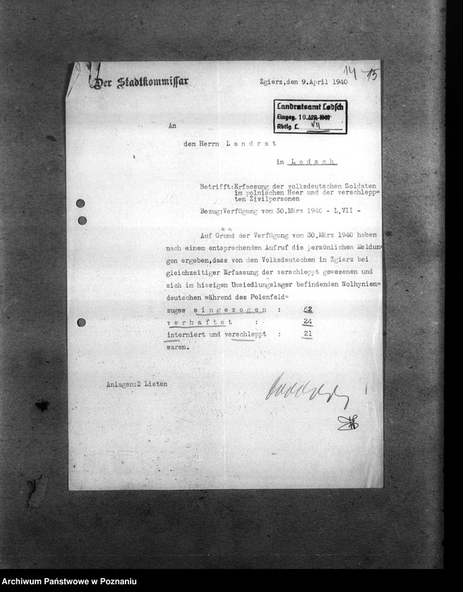 Obraz 17 z jednostki "Amtliche Meldungen Kreis Litzmannstadt (Łódź)"