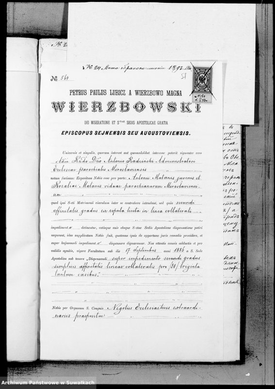image.from.unit.number "Dokumenty k aktam brakosočetavšichsja Miroslavskago Rimsko- Katoličeskago Prichoda za 1893 god"