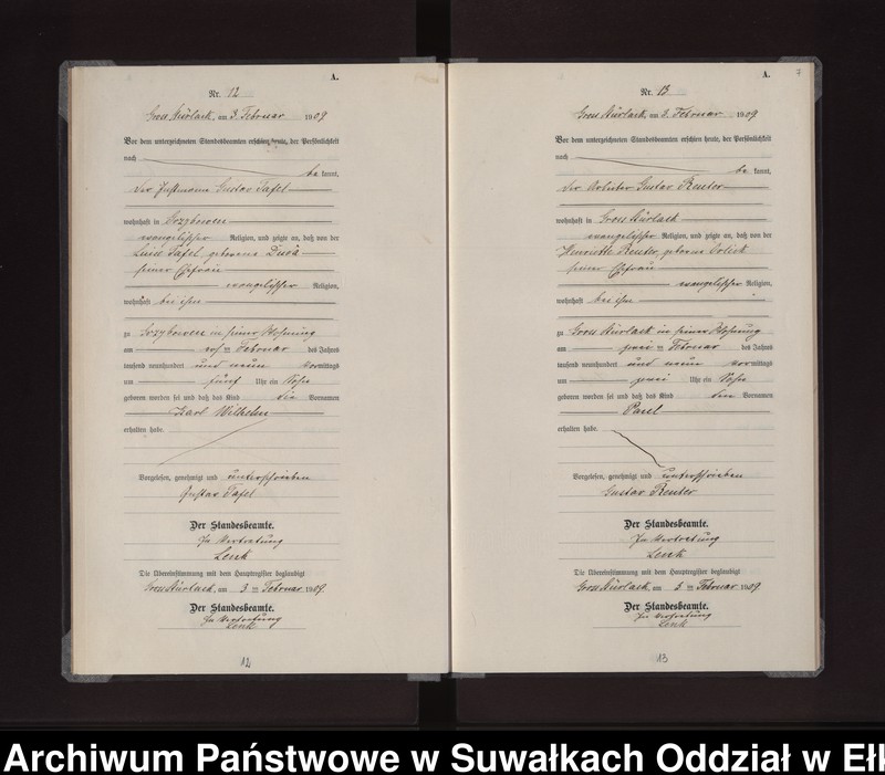 Obraz 10 z jednostki "Geburts-Neben-Register des Preussischen Standes-Amtes Gross Stürlack Kreis Lötzen"