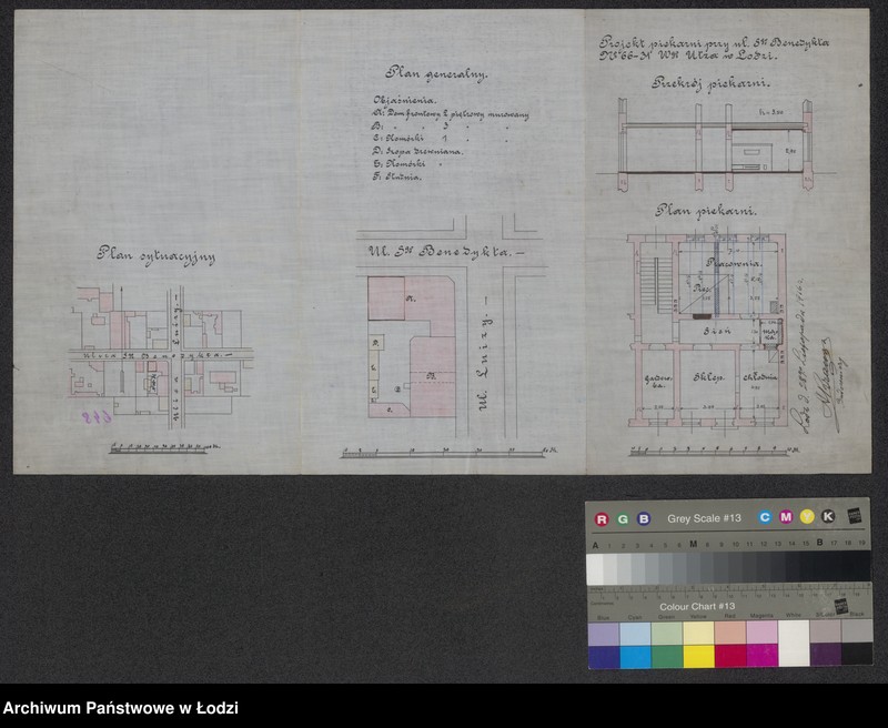 Obraz 1 z jednostki "Projekt piekarni przy ulicy Św. Benedykta Nr 66-31 w Łodzi wielmożnego Utza w Łodzi"