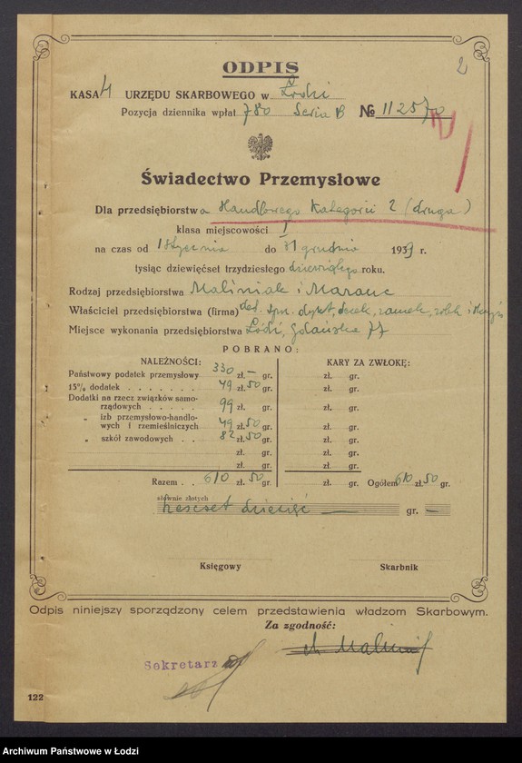 Obraz 4 z jednostki "Chil Abram Maliniak, Łazarz – Lajzer Maranc, Brajna Rozencwajg – pzremysł drzewny"