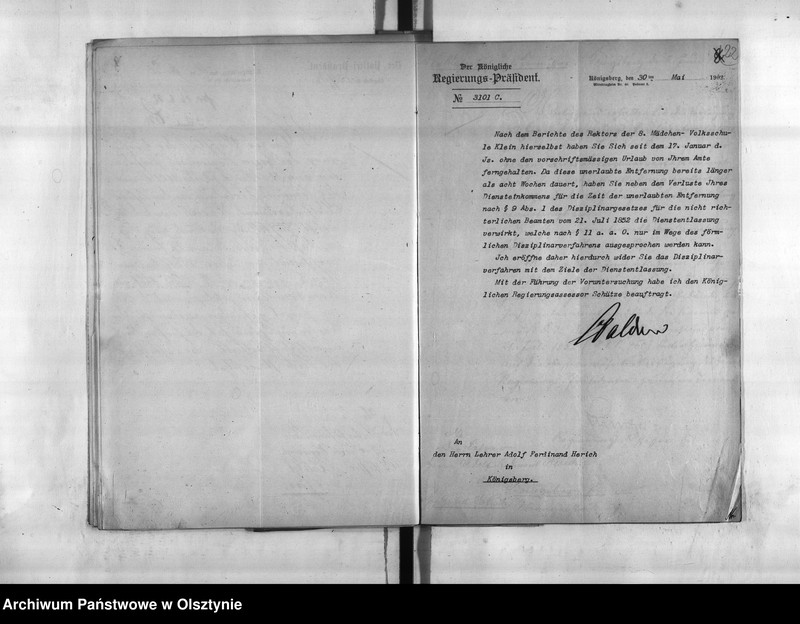 image.from.unit.number "Disciplinarverfahren wieder den Lehrer Herich [Adolf Ferdinand]"