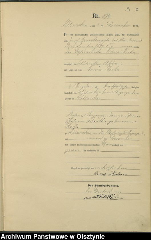 image.from.unit.number "Sterbe-Haupt-Register Tom II,Nr 399 - 427"