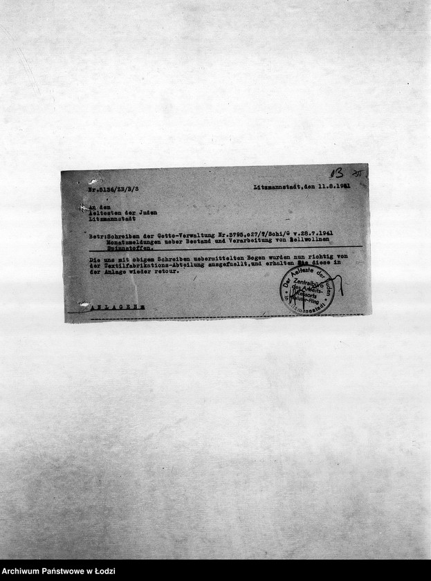 Obraz 16 z jednostki "Textil-Fabrikations-Abteilung [Produkcja i zapotrzebowanie materiałów dla resortu pracy]"