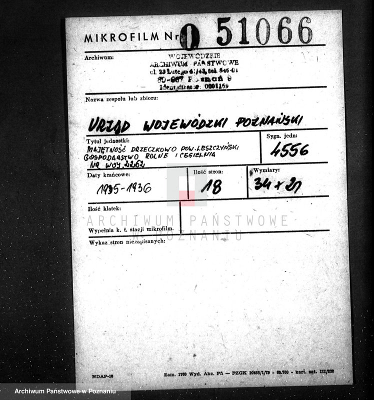 Obraz 1 z jednostki "Majętność Drzeczkowo, pow. leszczyński gospodarstwo rolne i cegielnia nr woj. 2262"