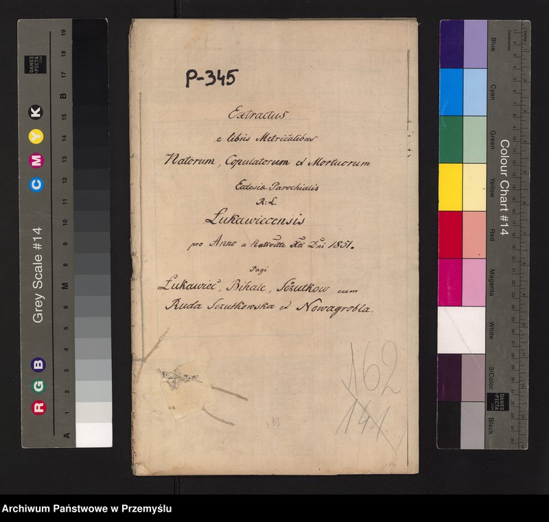 image.from.unit.number "Extractus ex libris metricalibus natorum, copulatorum et mortuorum ecclesia parochialis r.l. Łukawicensis pro anno a Nativitate Christi Domini 1851. Pagi: Łukawiec, Bihale, Szczutków cum Ruda Szczutkowska et Nowa Grobla  [Wyciąg z ksiąg metrykalnych urodzeń, małżeństw i zgonów parafii obrządku łacińskiego w Łukawcu za rok 1851 wsie – Łukawiec, Bihale, Szczutków z Rudą Szczutkowską, Nowa Grobla]"