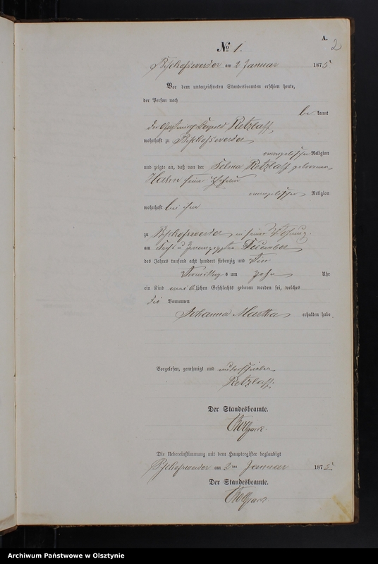 Obraz z jednostki "Geburts-Neben-Register Nr 1 - 84"