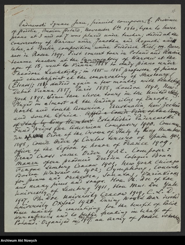 image.from.unit.number "Artykuły słowników biograficznych i encyklopedii. Korespondencja dla ustalenia danych biograficznych I. J. Paderewskiego"