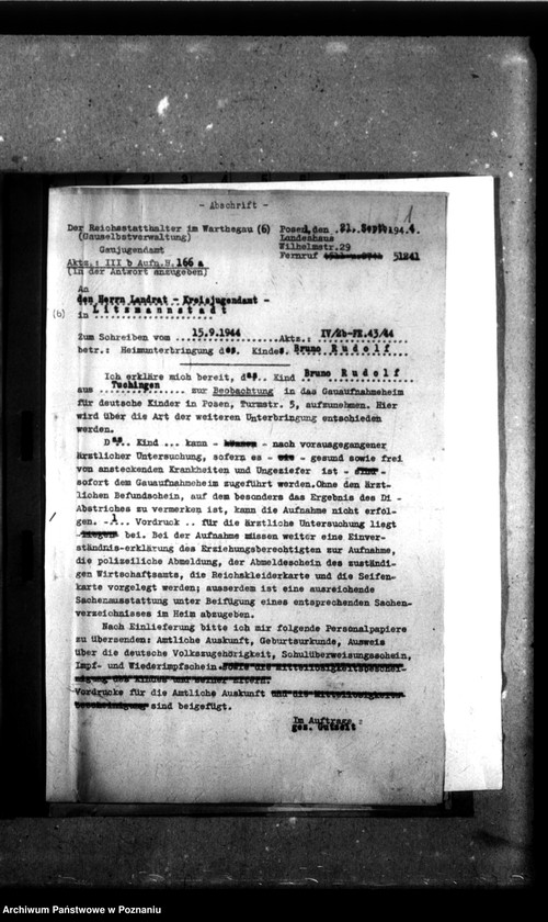 Obraz 5 z jednostki "[Akta personalne wychowanka Bruna Rudolfa, ur. 10 IX 1931]."