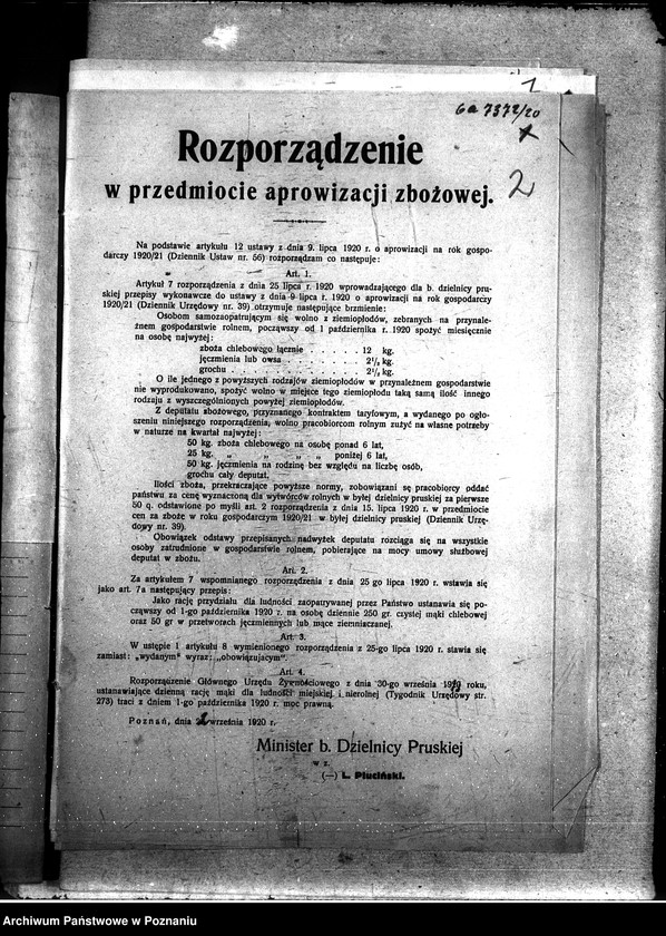Obraz 6 z jednostki "Sprawy szczegółowo-administracyjne Aprowizacja - rozporządzenia i zarządzenia"