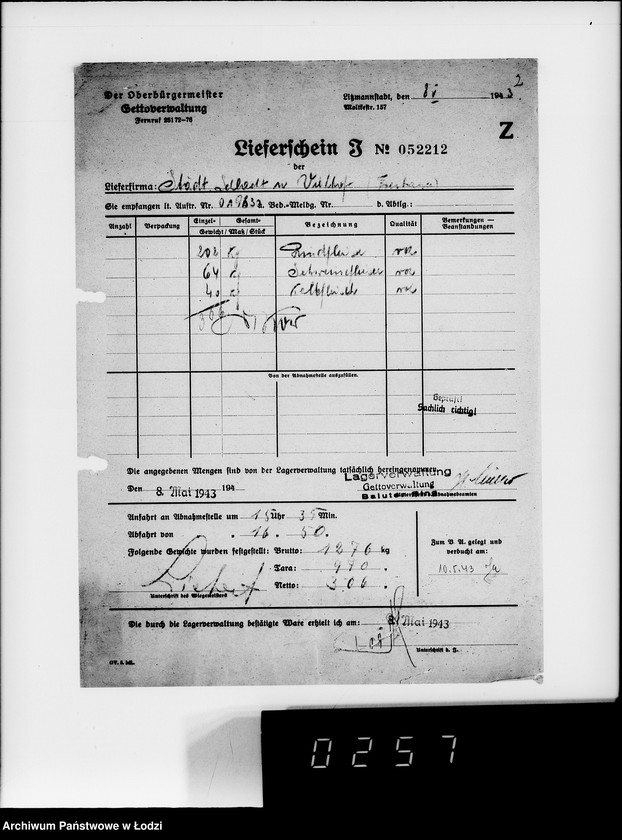 Obraz 7 z jednostki "Lebensmitteleinkauf. Aufträge, [Lieferscheinen und Rechnungen] 19781-19830 [Dostawa artykułów pierwszej potrzeby do Getta]"