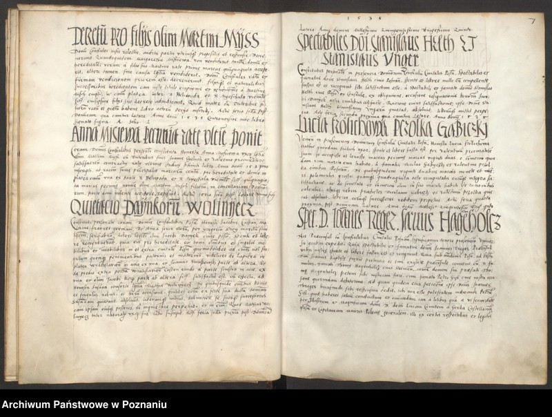 Obraz 12 z jednostki "Liber obligacionum decretorum, quietationum contractuum bona immobilia, summas pecuniaris ac res ad diuturnitatem pertinentes continens coram spectabili consulatu Posnaniensi ...signo A."