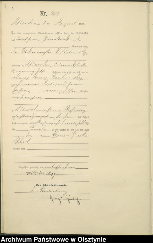 image.from.unit.number "Geburts-Haupt-Register Tom II, Nr 399 - 722"