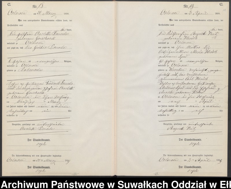 image.from.unit.number "Sterbe-Neben-Register des Preussischen Standes-Amtes Orlowen Kreis Loetzen"