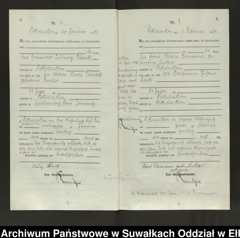 image.from.unit.number "Sterbe=Haupt=Register des Königlichen Preussischen Standes-Amtes Nikolaiken Kreis Sensburg"