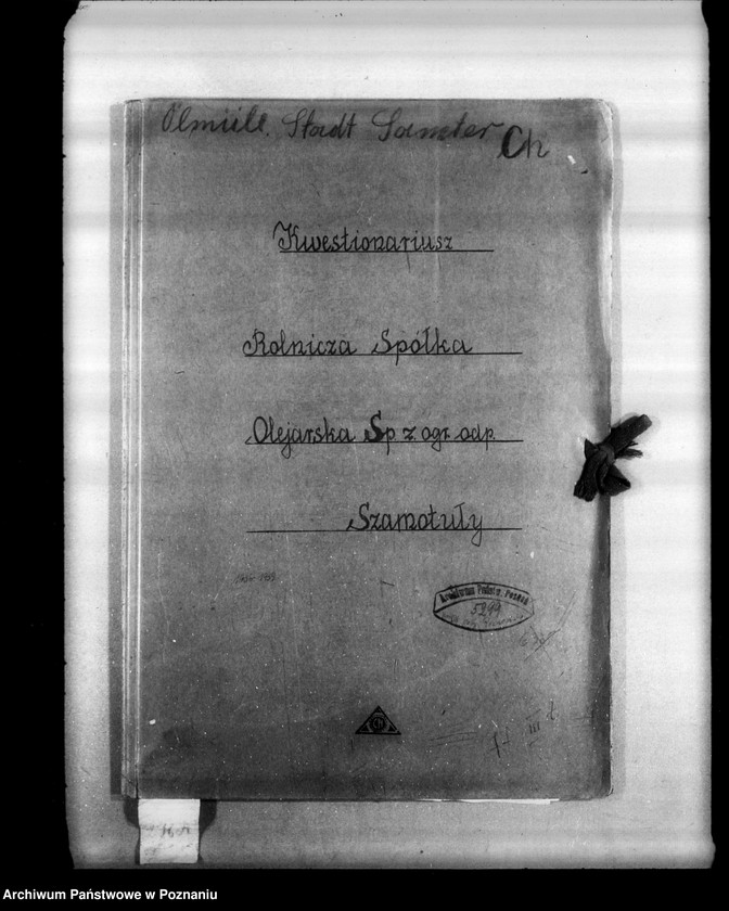 Obraz 4 z jednostki "Kwestionariusz Rolniczej Spółki Olejarskiej Spółka z o. o. w Szamotułach"