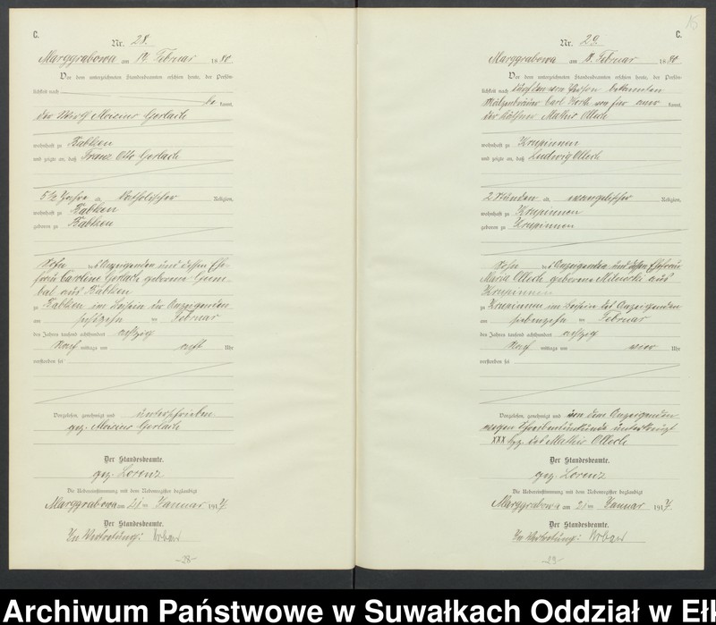 image.from.unit.number "C1.Sterbe-Register (Haupt-Register)Standesamt Marggrabowa Landbezirk vol. I No.1 bis 205"