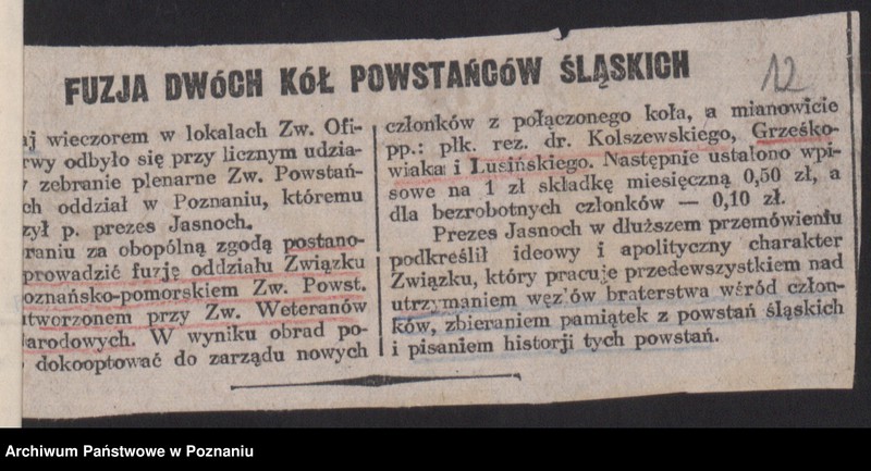 Obraz 15 z jednostki "Akta Koła: Powstańcy Śląscy Koło Poznań."