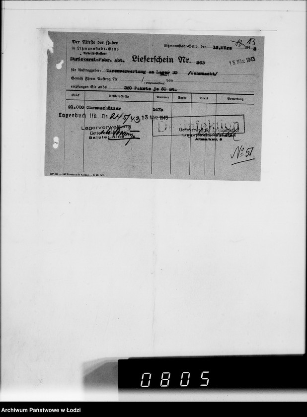 Obraz 17 z jednostki "Heeresbekleidungsamt Posen Warenverwertung an den Juden Ältesten. Textilwaren"