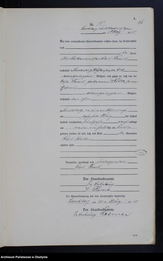 image.from.unit.number "Geburts-Neben-Register Nr 1 - 45 [ Księga urodzeń - wtóropis ]"