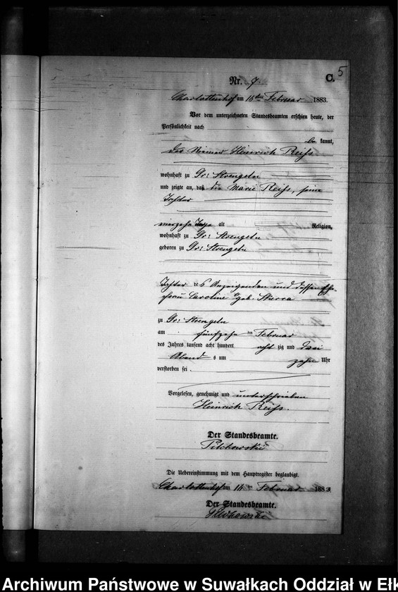 image.from.unit.number "Sterbe-Neben-Register des Preussischen Standes-Amtes Gr. Strengeln Kreis Angerburg"