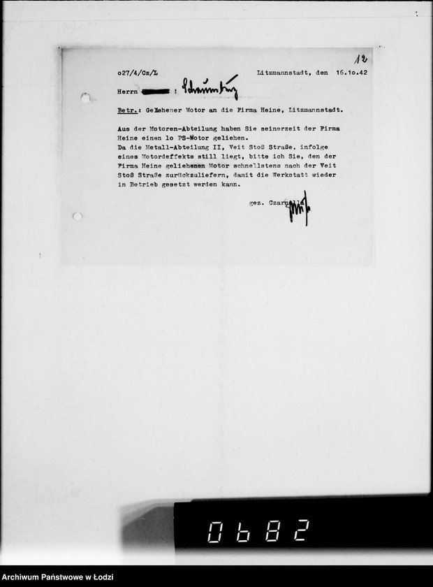 Obraz 16 z jednostki "Herrn Schaumberg.[Korespondencja wewnętrzna w sprawach realizacji zamówień, dostaw towarów i maszyn]"