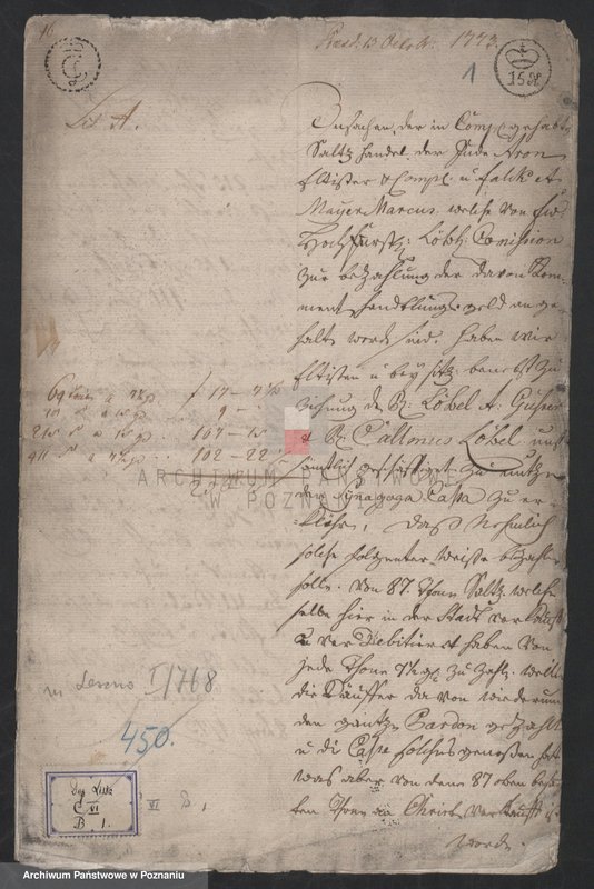 Obraz 2 z jednostki "Handel solą uprawiany przez Żydów Arona i Spółkę i Falk - Mayer - Marcus. Uiszczenie opłat z tego tytułu; język niemiecki"