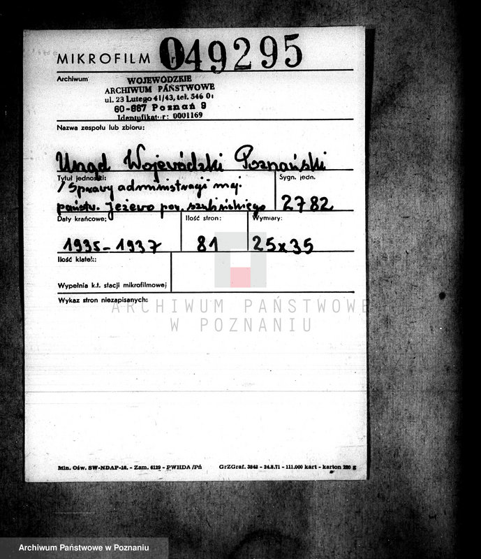 Obraz 2 z jednostki "/Sprawy administracji majątku państwowego Jeżowo powiatu szubińskiego/"