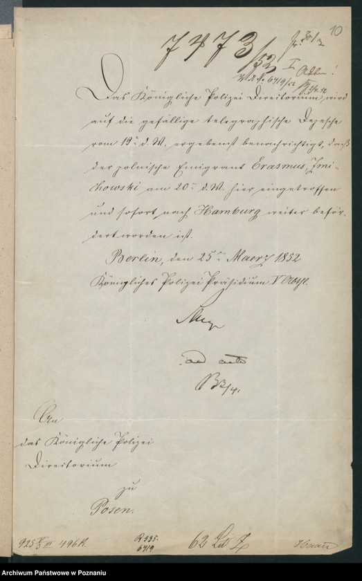 Obraz 14 z jednostki "A. betr. den polnischen Emigranten Erasmus Zmichowski"