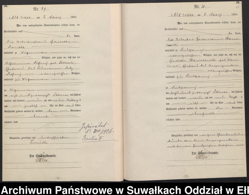 image.from.unit.number "Geburts-Haupt-Register des Königlichen Preussischen Standes-Amtes Alt Ukta Kreis Sensburg"