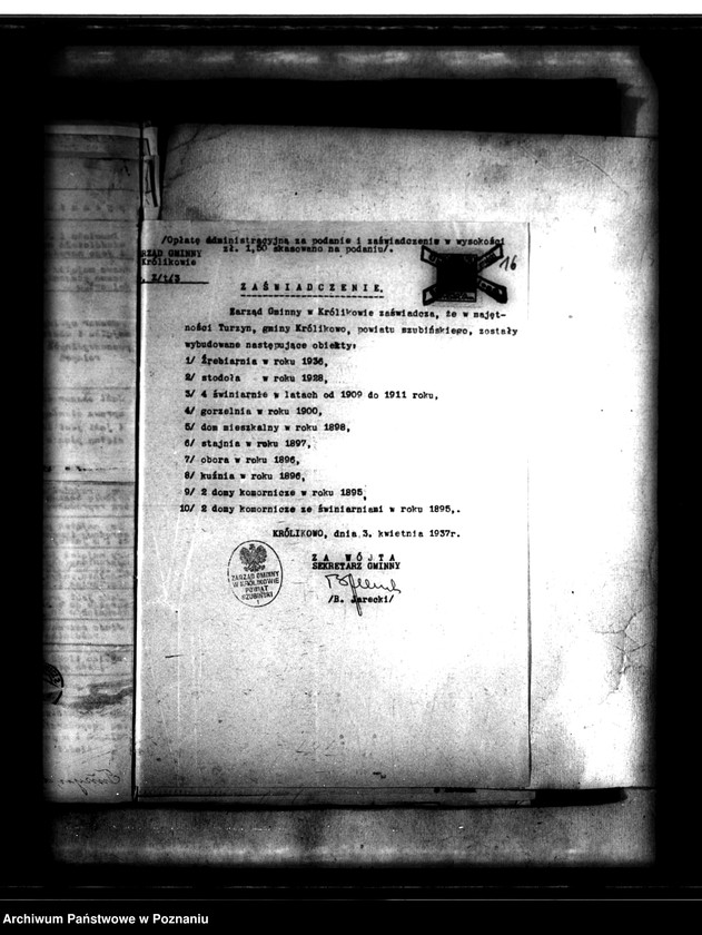 Obraz 20 z jednostki "Majątek Turzyn wyłączenie z art.4 i 5 /ustawy o wykonaniu reformy rolnej/"