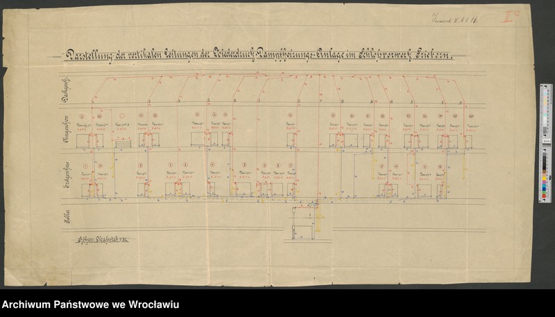 Obraz 1 z jednostki "Darstellung der vertikalen Leitungen der Niederdruck Dampfheizungsanlage im Schlossvorwerk Prieborn"