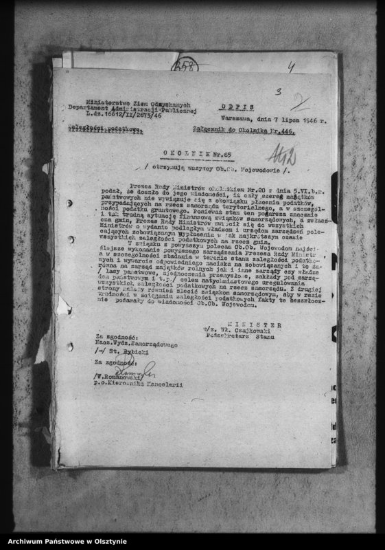 image.from.unit.number "Okólniki, pisma okólne i zarządzenia wydziałów i władz centralnych"