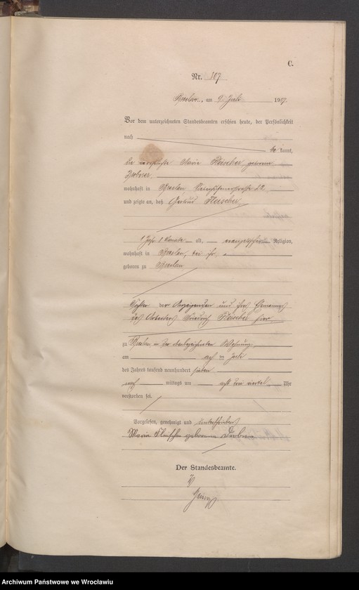 image.from.unit.number "Sterbe-Haupt-Register Breslau IV 1907 Band 3"