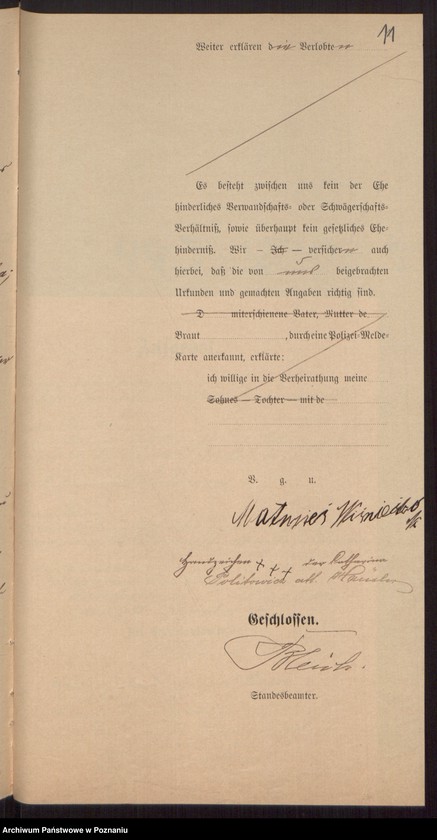 Obraz 13 z jednostki "Die von den Verlobten beigebrachten Urkunden zur Eheschliessung pro 1899"