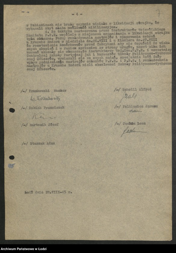 Obraz 8 z jednostki "Materiały dotyczące strajków w fabrykach Pabianic, Końskich [i Łodzi]"