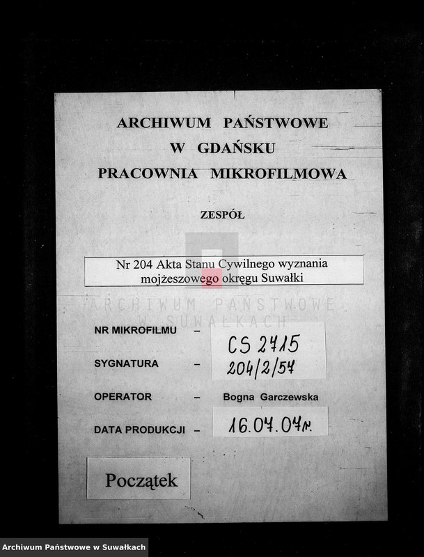 image.from.unit.number "[Dokumenty do akt małżeństw wyznania mojżeszowego okręgu bożniczego w Suwałkach]"