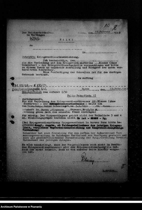 Obraz 14 z jednostki "Sammlung der Vorschläge für Kriegsverdienstkreuze"