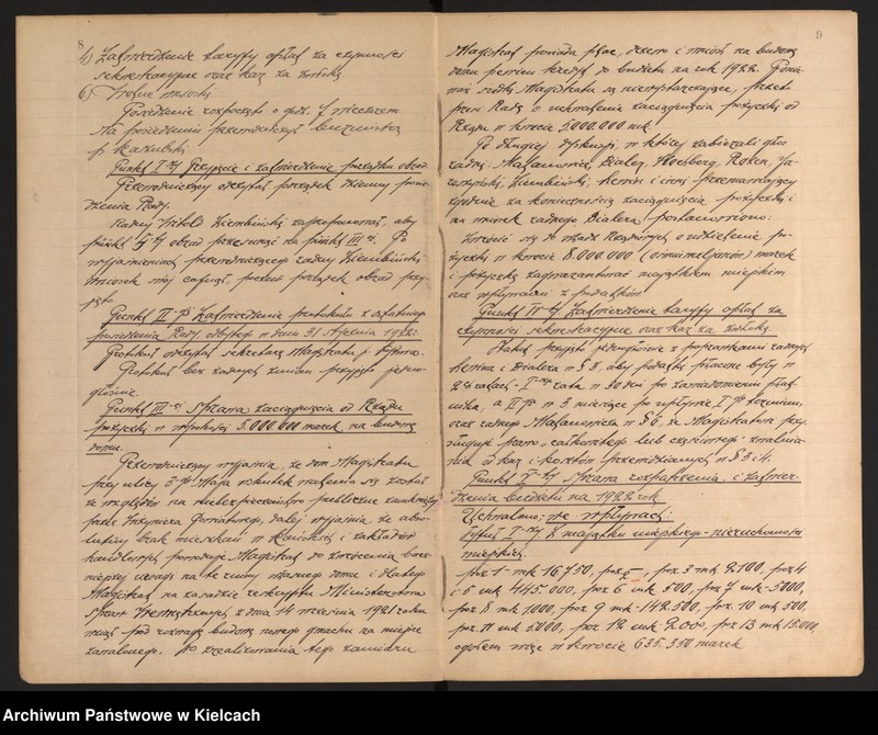 Obraz 8 z jednostki "Protokoły z posiedzeń Rady Miejskiej miasta Końskie 20 stycznia 1922- 12 maja 1923 roku"