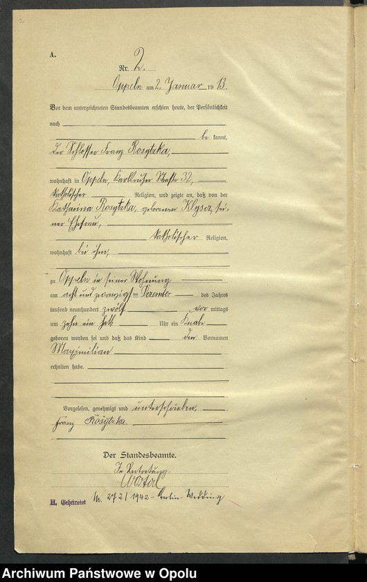 image.from.unit.number "Urząd Stanu Cywilnego Opole Księga Urodzeń Rok 1913 1-539"