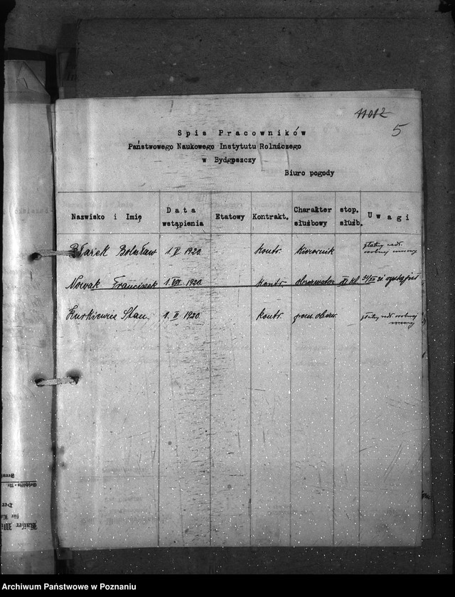 Obraz 9 z jednostki "Sprawy osobowe sprawozdania miesięczne Państw. Nauk. Inst. Rolniczego w Bydgoszczy"