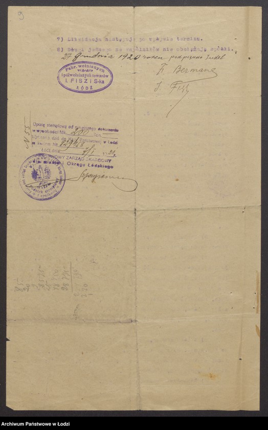 Obraz 11 z jednostki "Judel Fisz, Fajtel Berman- Judel Fisz i S-ka- wyrób i sprzedaż manufaktury"