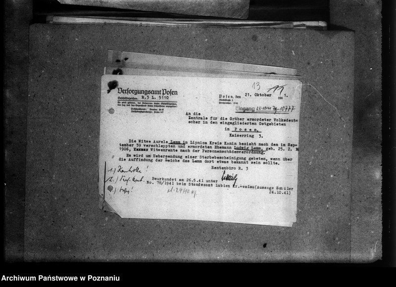 Obraz 19 z jednostki "Korespondencja w sprawie Niemców z różnych powiatów, którzy zginęli w 1939 roku"